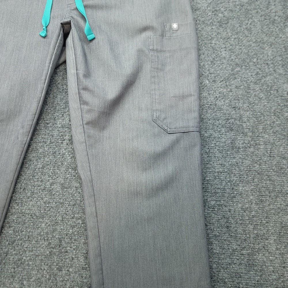 FIGS Technical Collection Grey Scrub Pants Petite Small TW2000P Teal Drawstring - Picture 11 of 16